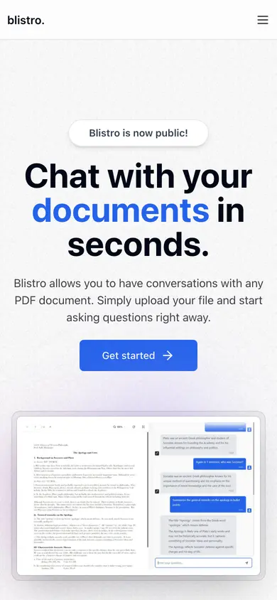 Blistro mobile view