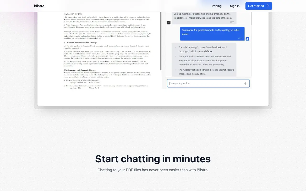 Blistro landing page, section 2
