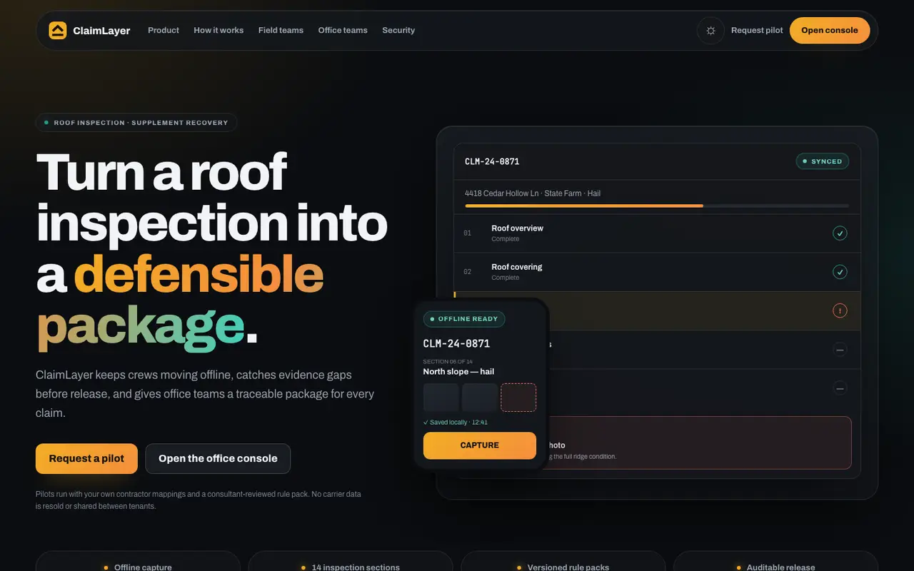 ClaimLayer desktop view