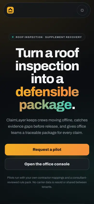 ClaimLayer mobile view