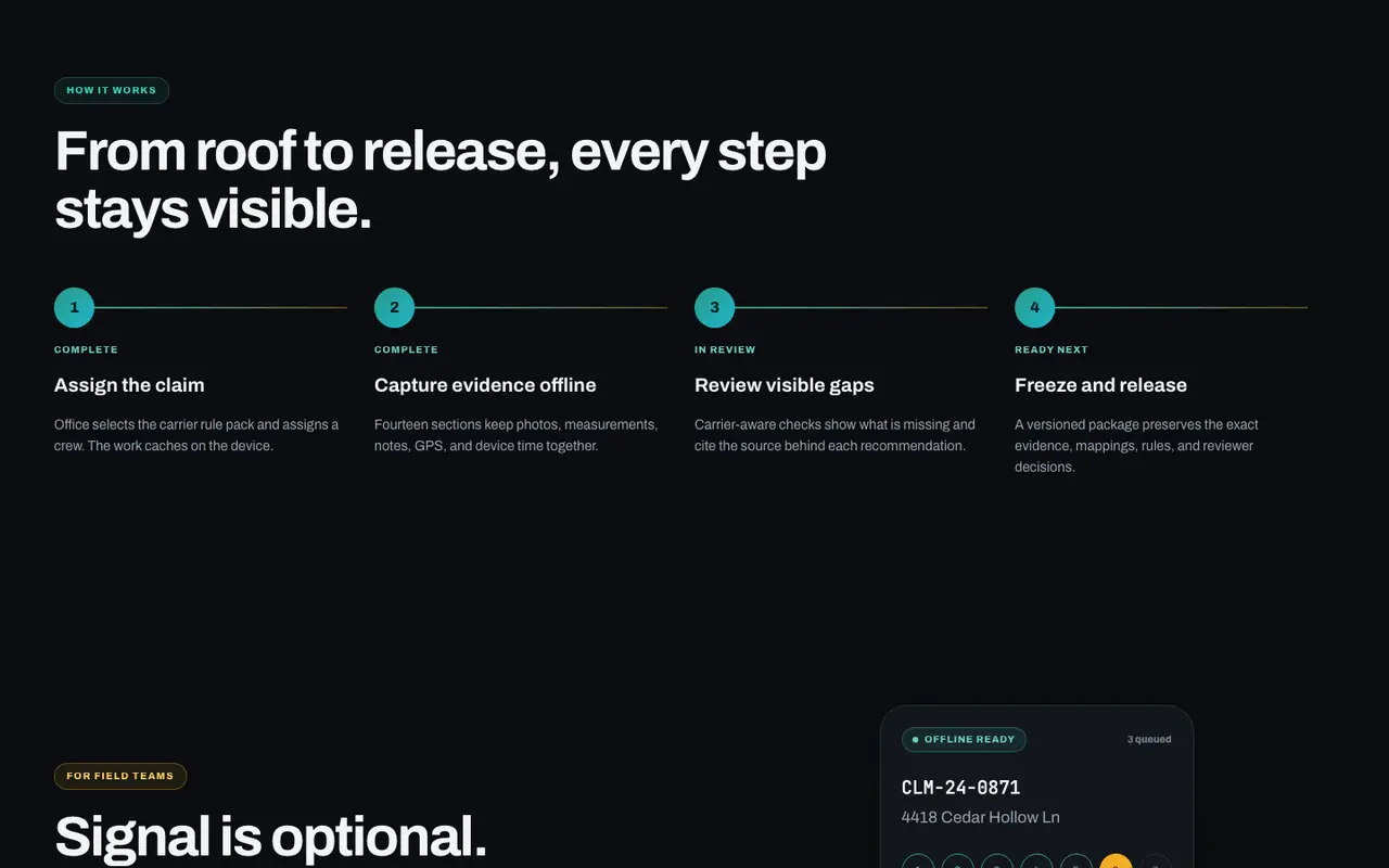 ClaimLayer landing page, section 3