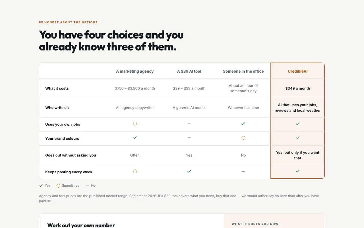 CredibleAI landing page, section 4