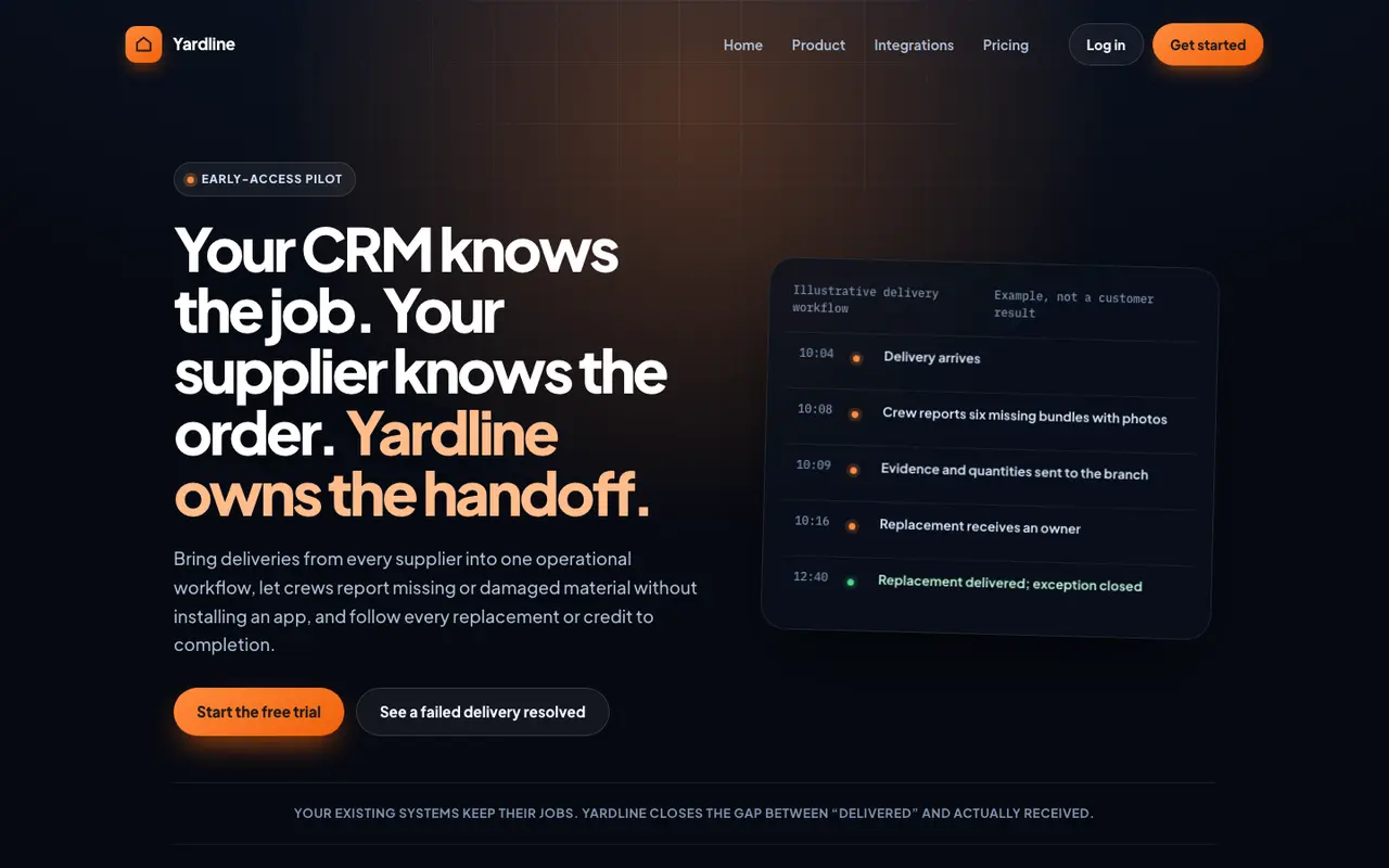Yardline desktop view