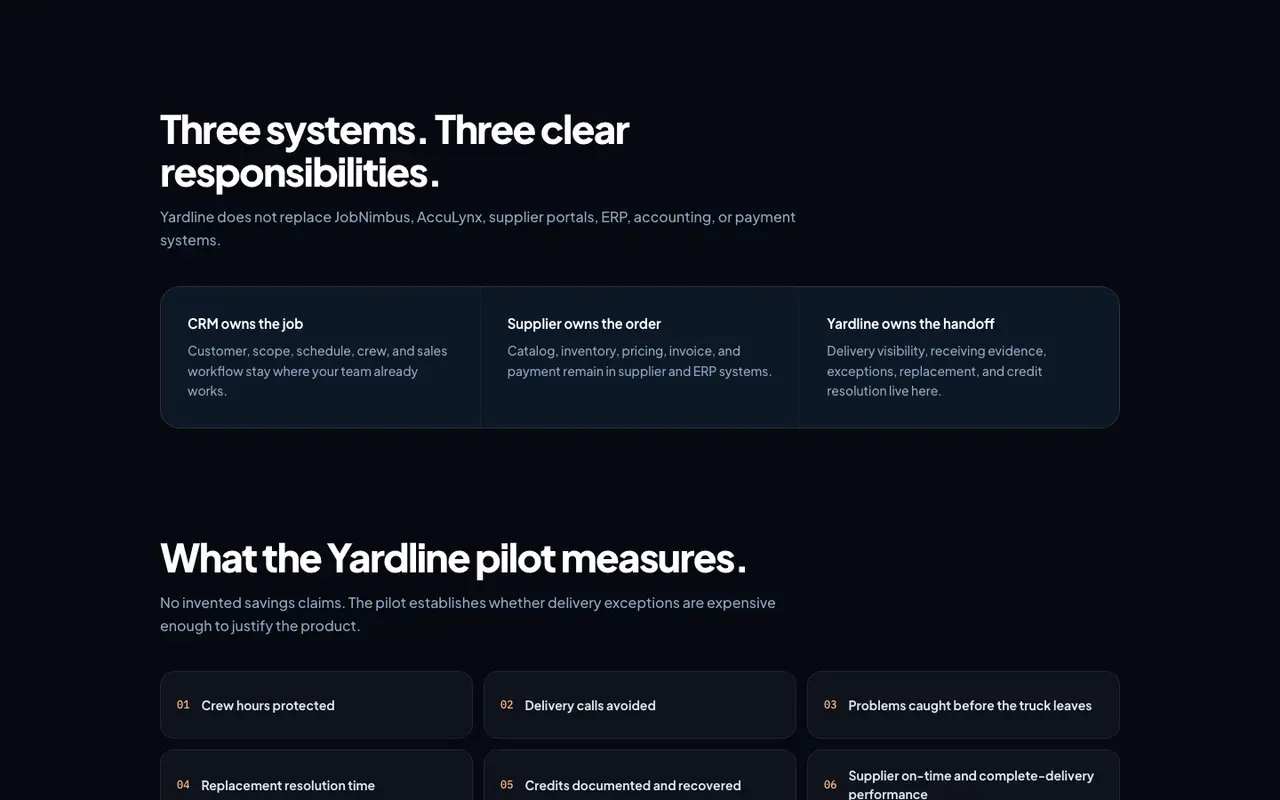 Yardline landing page, section 3